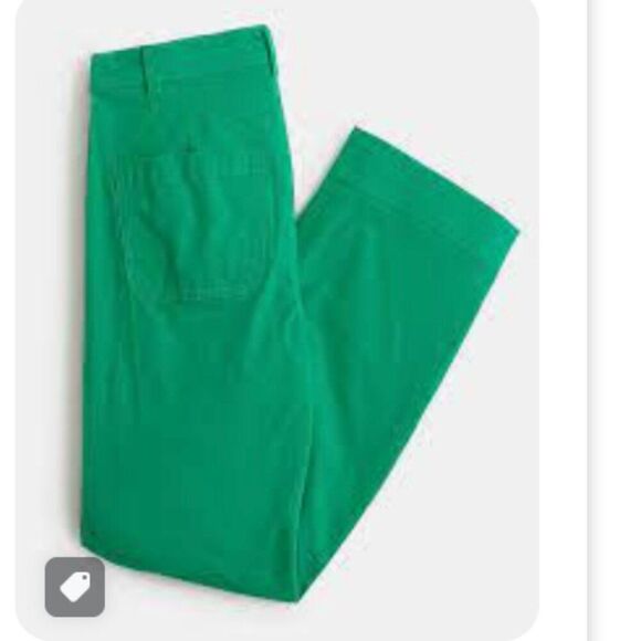 J. Crew Factory CG408 Green High-rise Wide-leg Cropped Pant For Women  size 25 - Picture 5 of 11